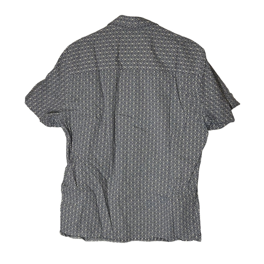 Perry Ellis Men Short Sleeve Button Down Shirt Black Tan Geometric Dot Stretch M - Picture 3 of 8